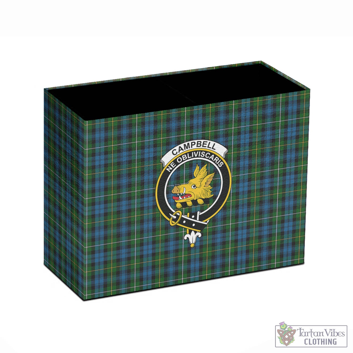 Tartan Vibes Clothing Campbell of Argyll #02 Tartan Pen Holder with Family Crest