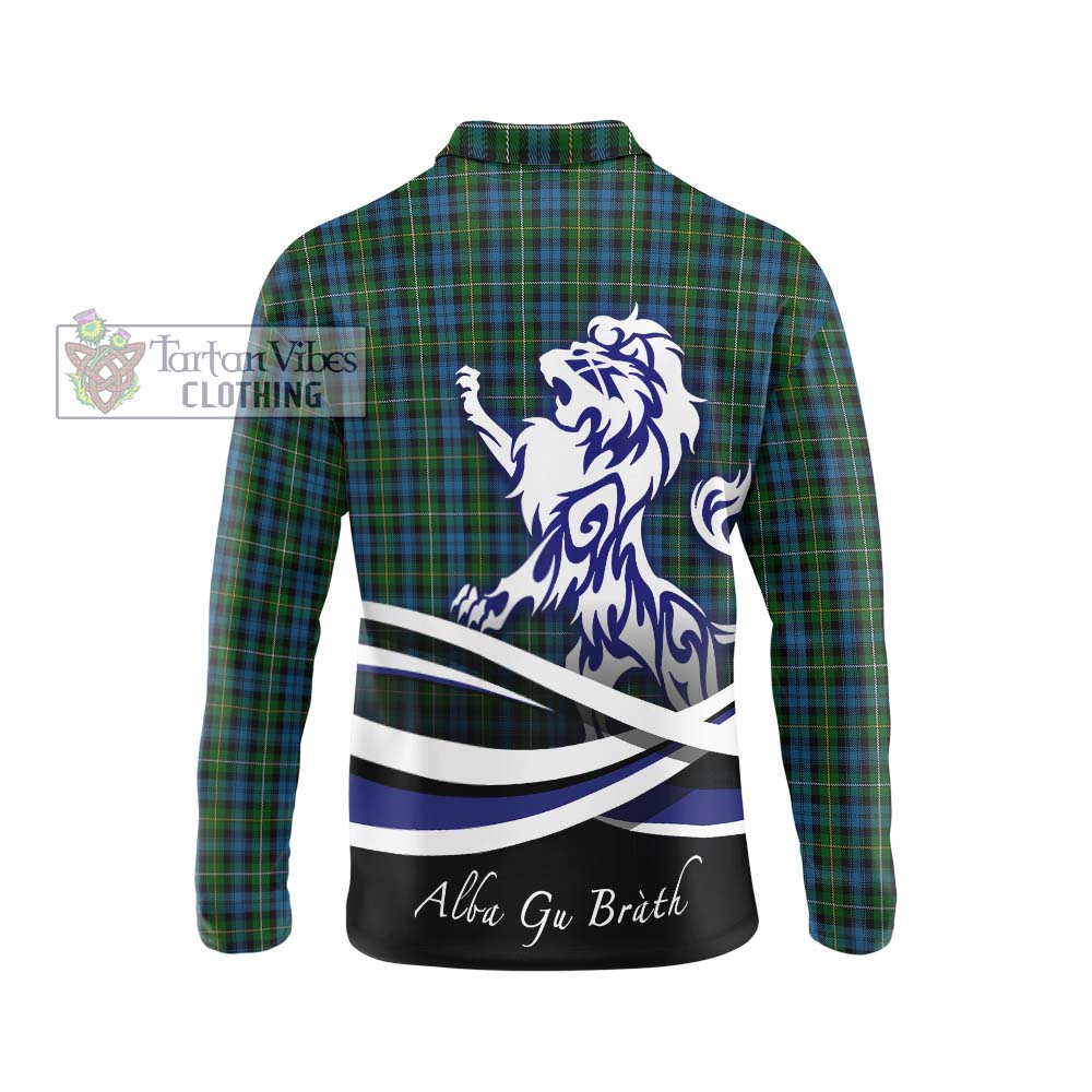 Campbell of Argyll 02 Tartan Long Sleeve Polo Shirt with Alba Gu Brath Regal Lion Emblem - Tartanvibesclothing Shop