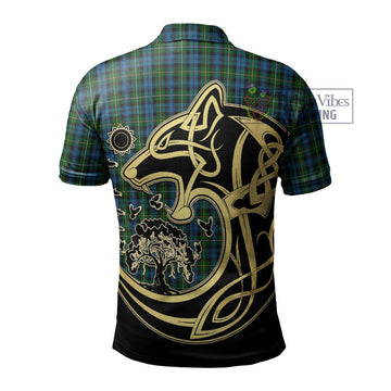 Campbell of Argyll 02 Tartan Polo Shirt with Family Crest Celtic Wolf Style