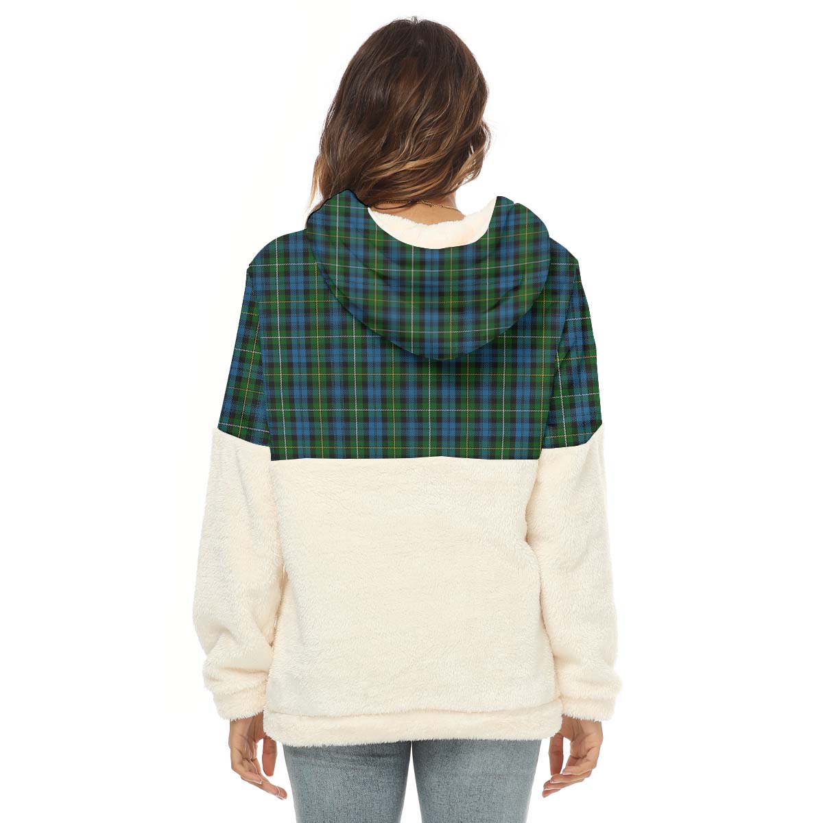 Campbell of Argyll #02 Tartan Women's Borg Fleece Hoodie With Half Zip with Family Crest - Tartanvibesclothing Shop