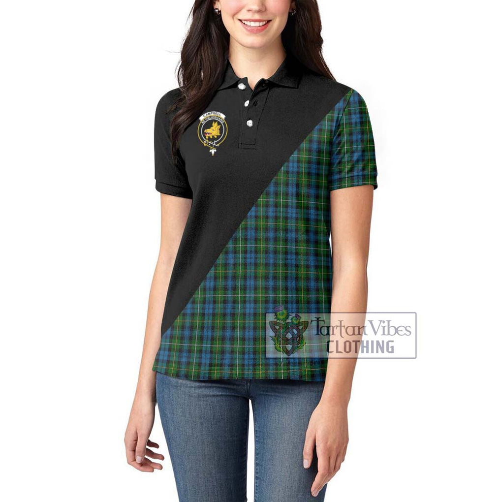 Campbell of Argyll 02 Tartan Women's Polo Shirt with Family Crest and Military Logo Style - Tartanvibesclothing Shop