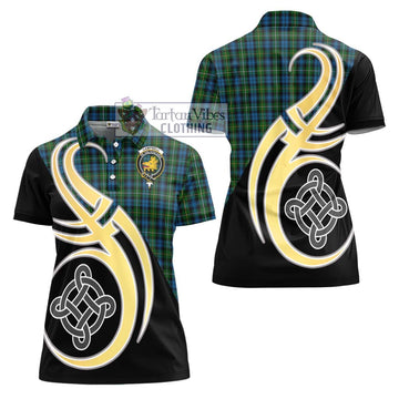 Campbell of Argyll 02 Tartan Women's Polo Shirt with Family Crest and Celtic Symbol Style