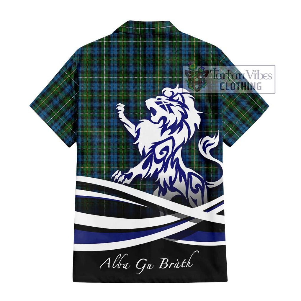 Campbell of Argyll 02 Tartan Short Sleeve Button Shirt with Alba Gu Brath Regal Lion Emblem - Tartanvibesclothing Shop