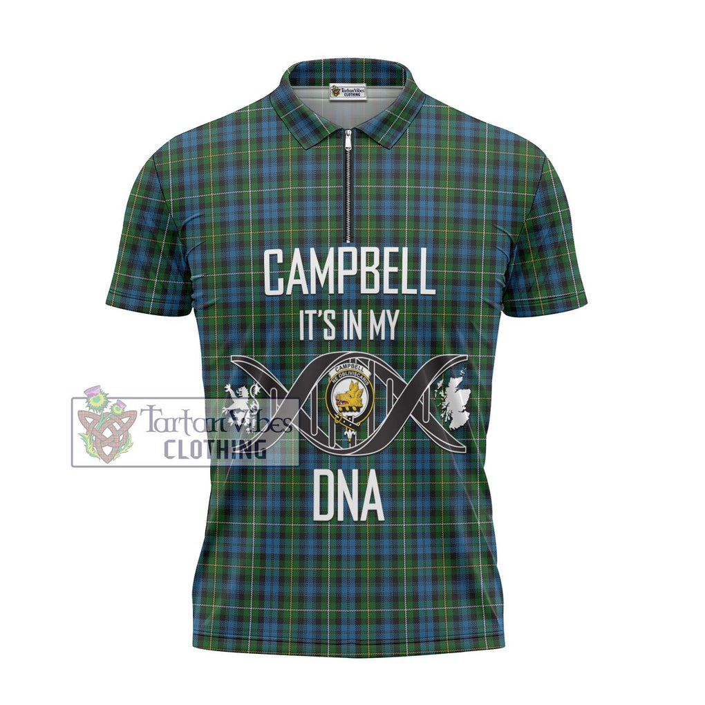 Campbell of Argyll 02 Tartan Zipper Polo Shirt with Family Crest DNA In Me Style - Tartanvibesclothing Shop