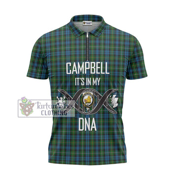 Campbell of Argyll 02 Tartan Zipper Polo Shirt with Family Crest DNA In Me Style