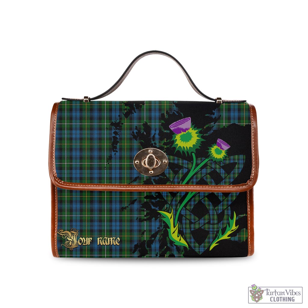 Tartan Vibes Clothing Campbell of Argyll #02 Tartan Waterproof Canvas Bag with Scotland Map and Thistle Celtic Accents