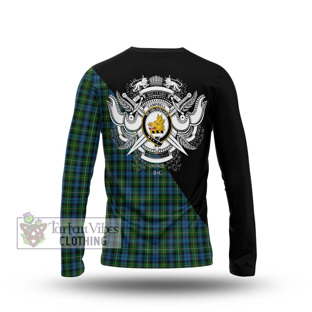 Campbell of Argyll 02 Tartan Long Sleeve T-Shirt with Family Crest and Military Logo Style - Tartanvibesclothing Shop