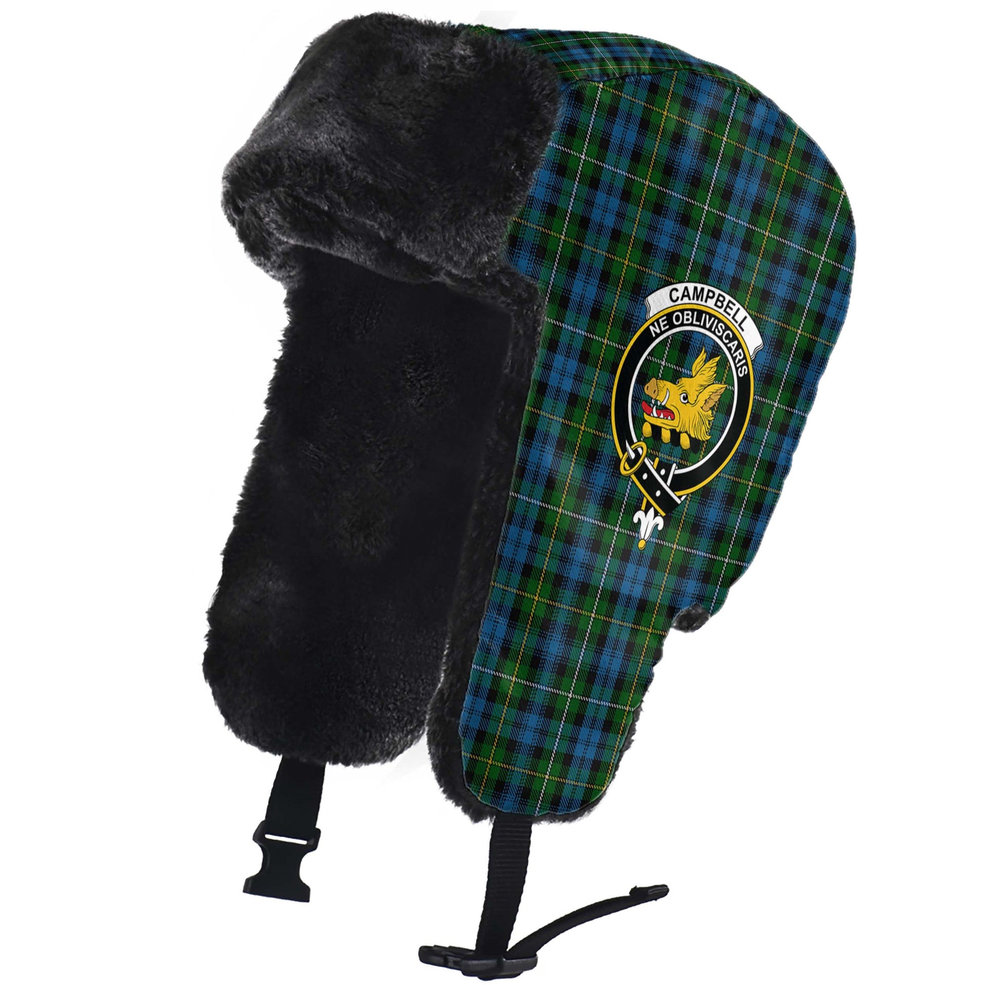 Campbell of Argyll #02 Tartan Winter Trapper Hat with Family Crest - Tartanvibesclothing Shop