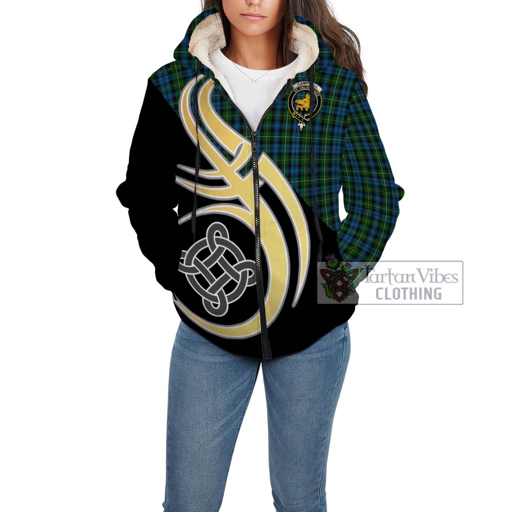 Campbell of Argyll 02 Tartan Sherpa Hoodie with Family Crest and Celtic Symbol Style Unisex - Tartan Vibes Clothing