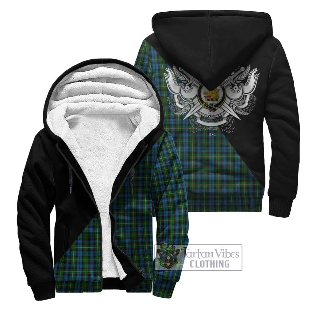 Campbell of Argyll 02 Tartan Sherpa Hoodie with Family Crest and Military Logo Style Unisex - Tartanvibesclothing Shop