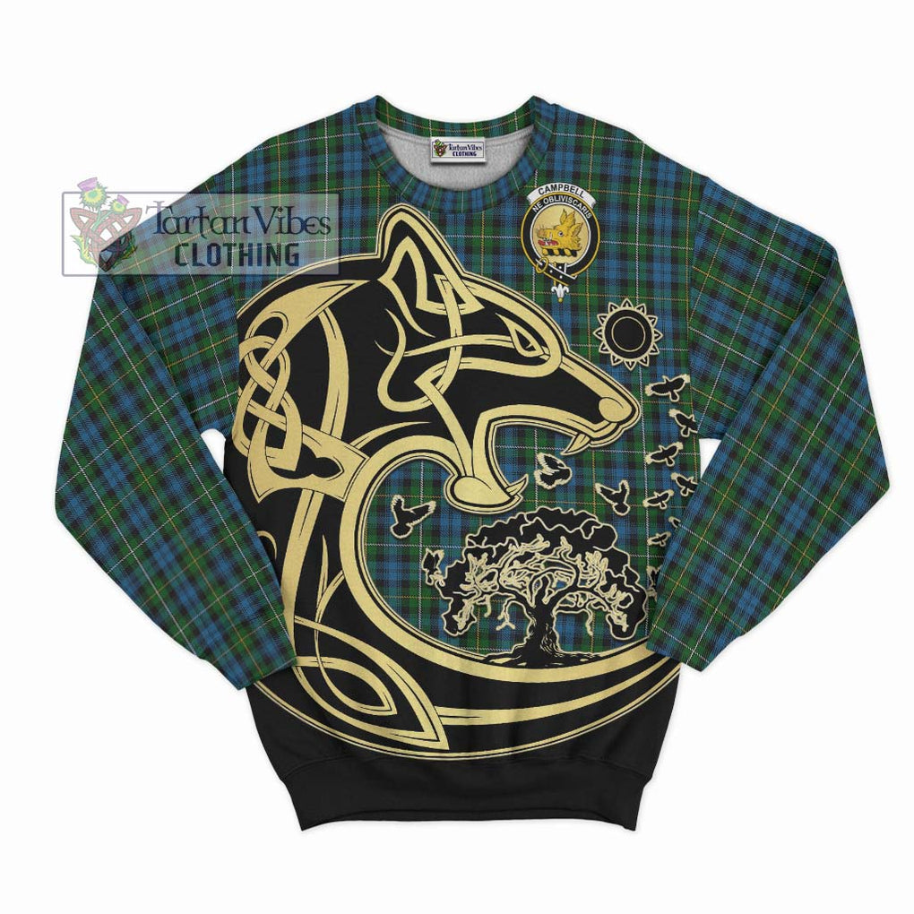 Campbell of Argyll 02 Tartan Sweatshirt with Family Crest Celtic Wolf Style - Tartan Vibes Clothing