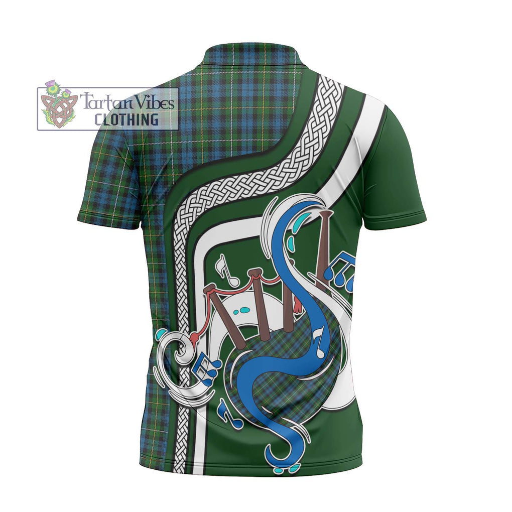 Campbell of Argyll 02 Tartan Zipper Polo Shirt with Epic Bagpipe Style - Tartanvibesclothing Shop