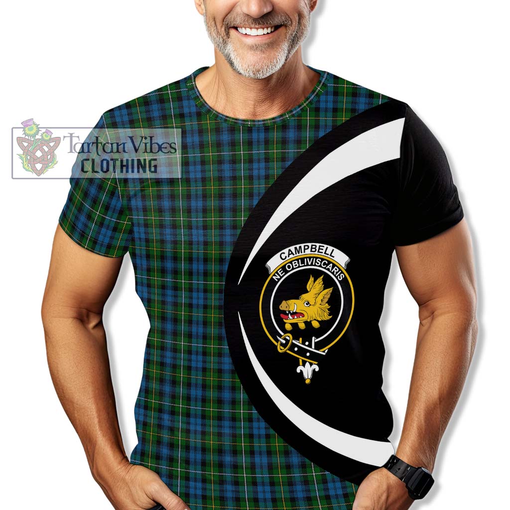 Tartan Vibes Clothing Campbell of Argyll 02 Tartan T-Shirt with Family Crest Circle Style