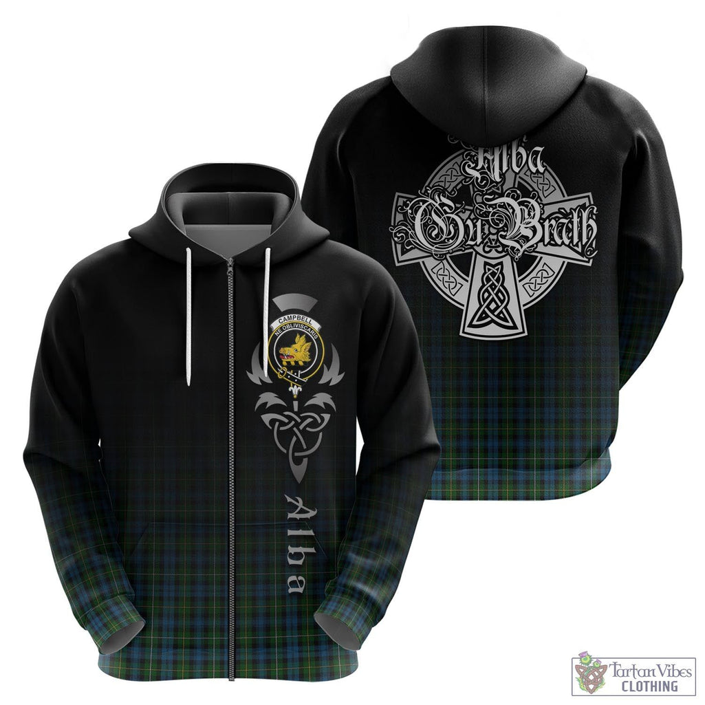 Tartan Vibes Clothing Campbell of Argyll #02 Tartan Hoodie Featuring Alba Gu Brath Family Crest Celtic Inspired