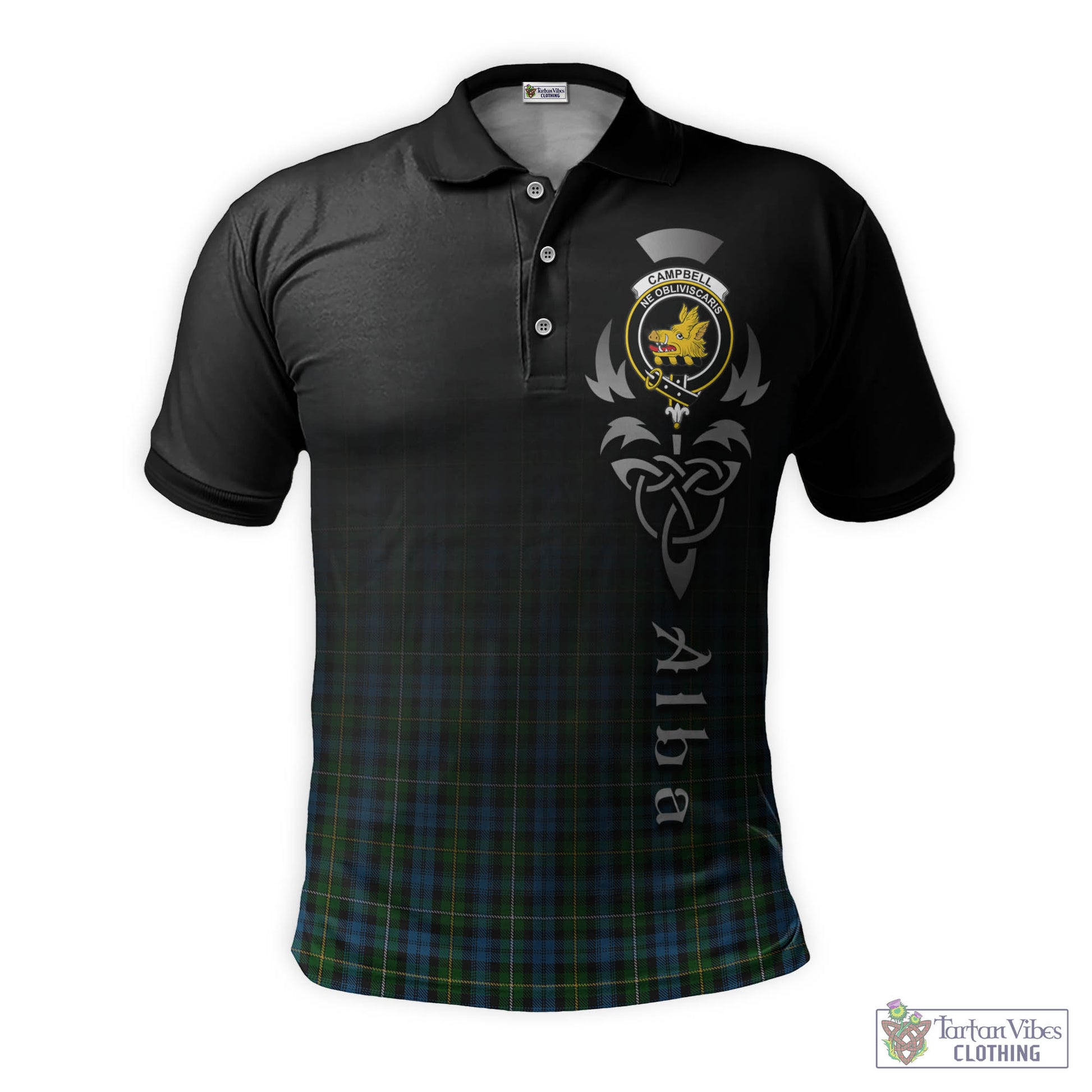 Tartan Vibes Clothing Campbell of Argyll #02 Tartan Polo Shirt Featuring Alba Gu Brath Family Crest Celtic Inspired