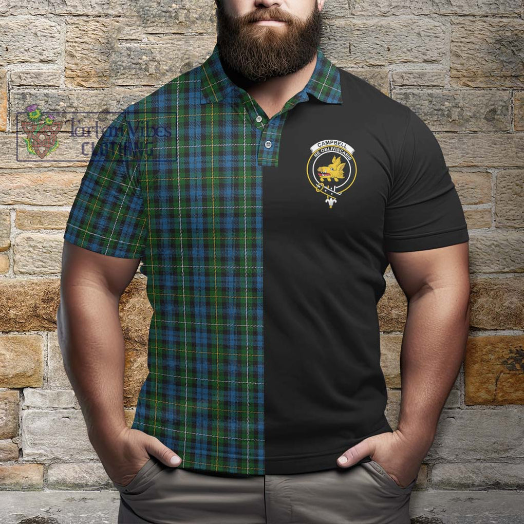 Campbell of Argyll 02 Tartan Polo Shirt with Family Crest and Half Of Me Style - Tartanvibesclothing Shop