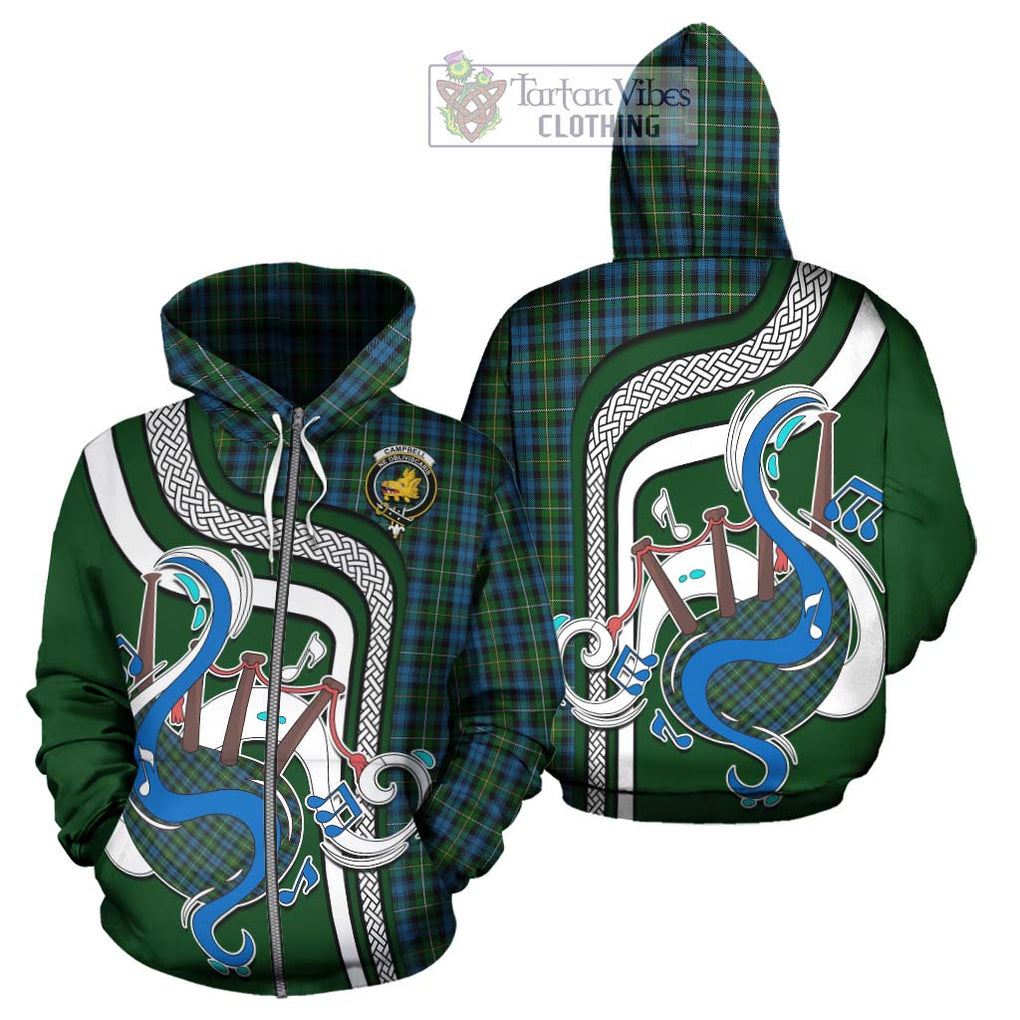 Campbell of Argyll 02 Tartan Hoodie with Epic Bagpipe Style - Tartanvibesclothing Shop