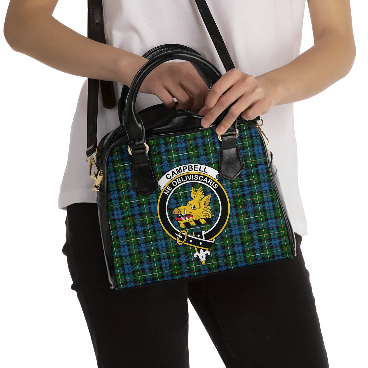 Campbell of Argyll #02 Tartan Shoulder Handbags with Family Crest - Tartanvibesclothing Shop