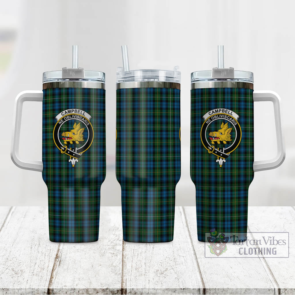 Tartan Vibes Clothing Campbell of Argyll #02 Tartan and Family Crest Tumbler with Handle