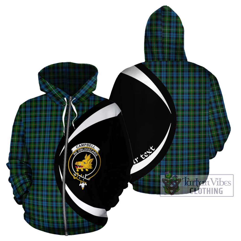 Tartan Vibes Clothing Campbell of Argyll 02 Tartan Hoodie with Family Crest Circle Style