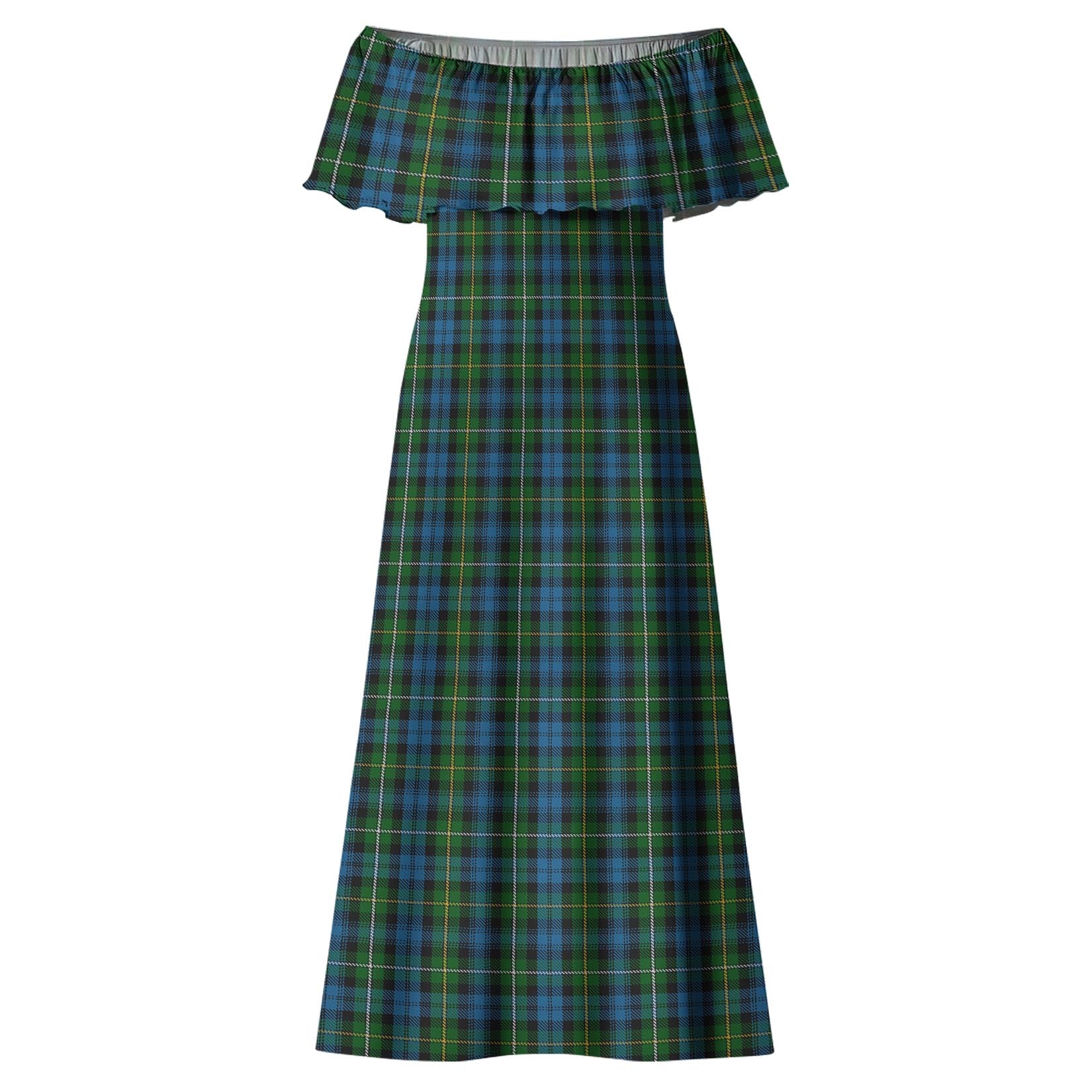 Campbell of Argyll #02 Tartan Off Shoulder Long Dress - Tartanvibesclothing