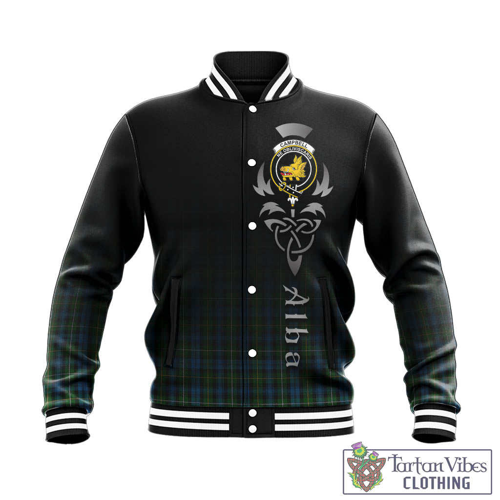 Tartan Vibes Clothing Campbell of Argyll #02 Tartan Baseball Jacket Featuring Alba Gu Brath Family Crest Celtic Inspired