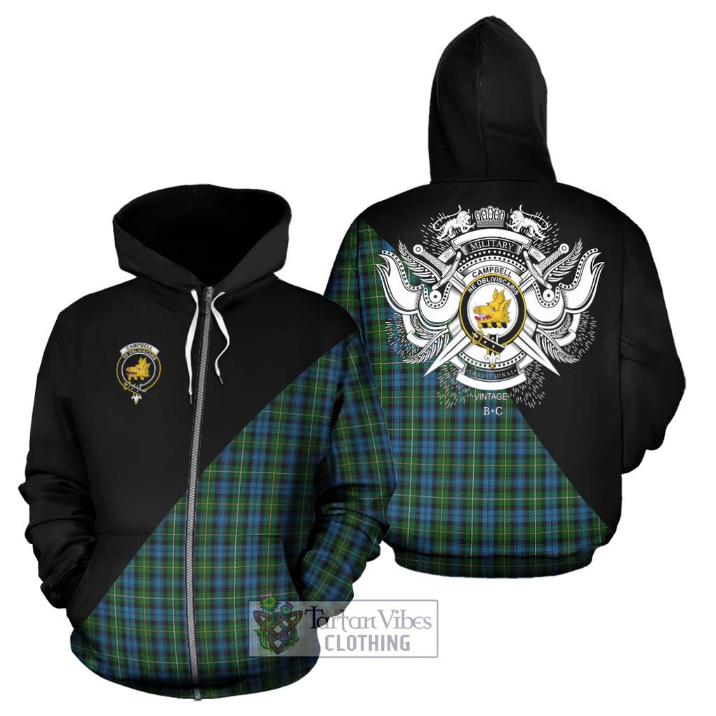 Campbell of Argyll 02 Tartan Hoodie with Family Crest and Military Logo Style - Tartanvibesclothing Shop