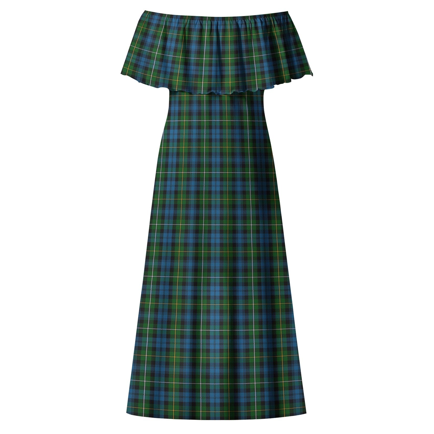 Campbell of Argyll #02 Tartan Off Shoulder Long Dress - Tartanvibesclothing