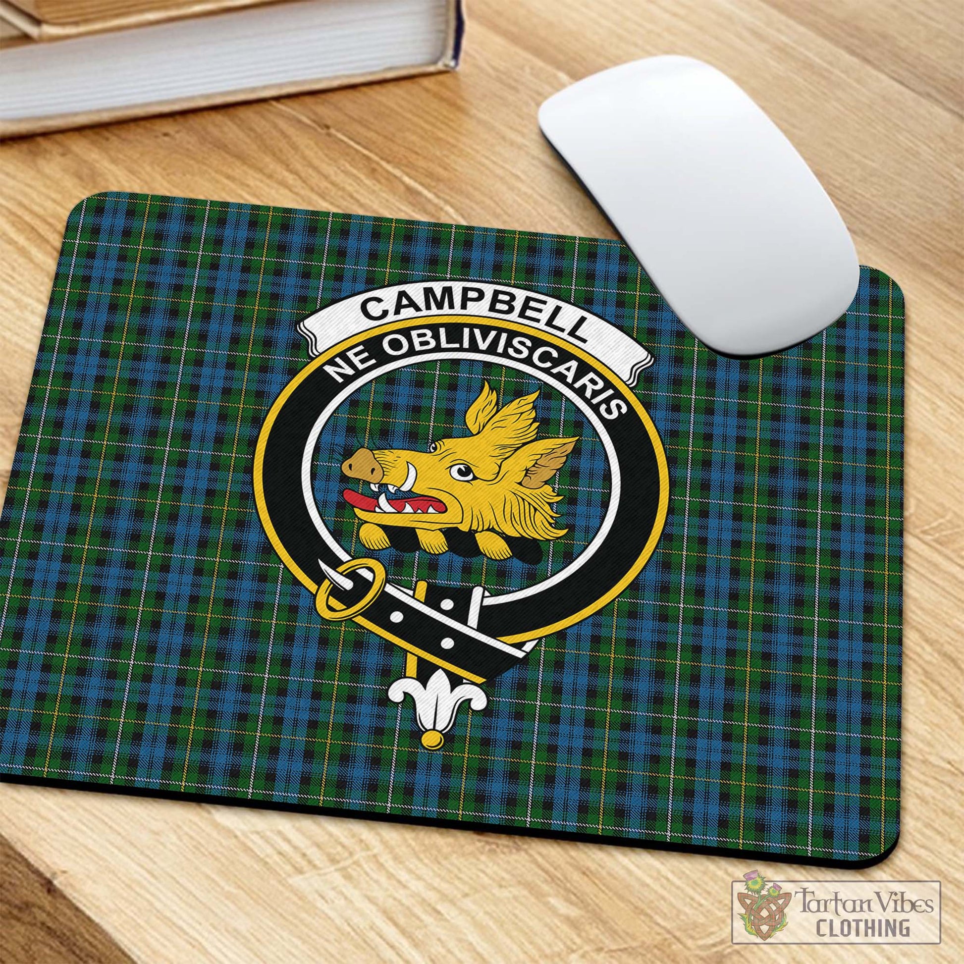 Tartan Vibes Clothing Campbell of Argyll #02 Tartan Mouse Pad with Family Crest