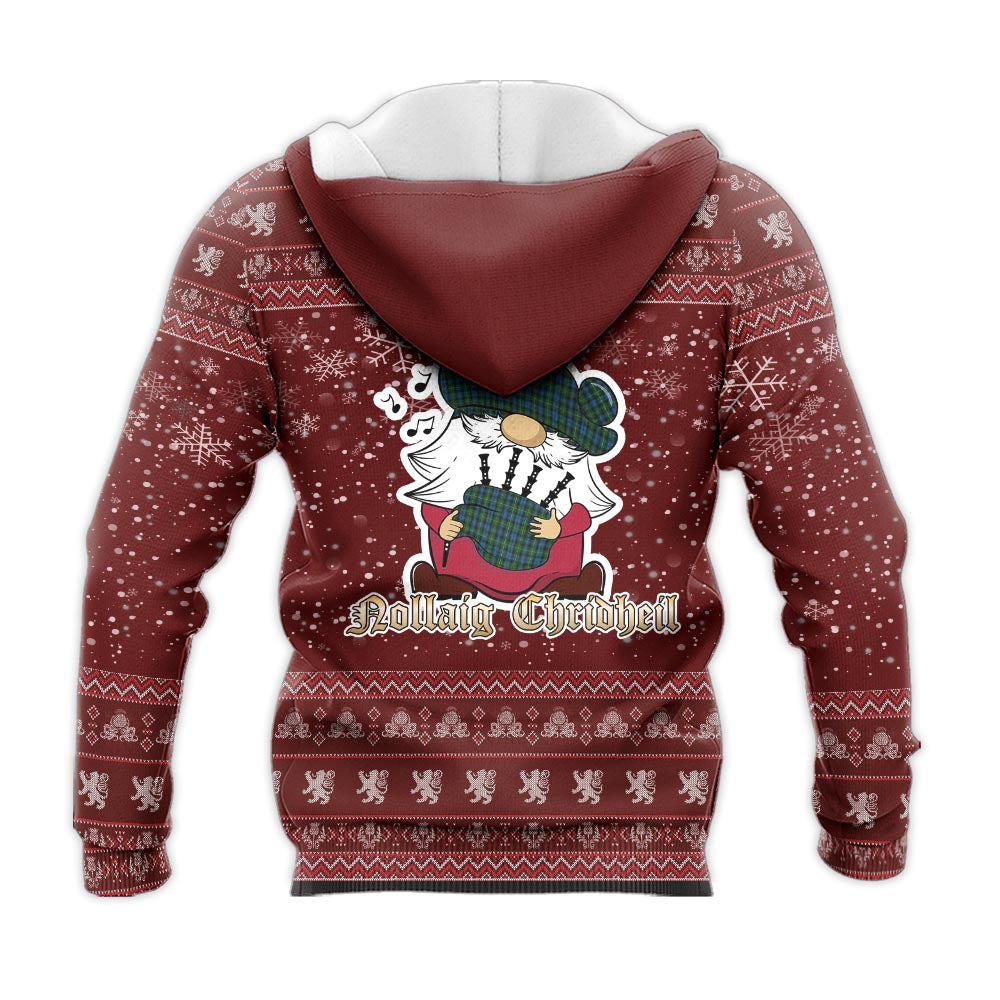 Campbell of Argyll #02 Clan Christmas Knitted Hoodie with Funny Gnome Playing Bagpipes - Tartanvibesclothing Shop