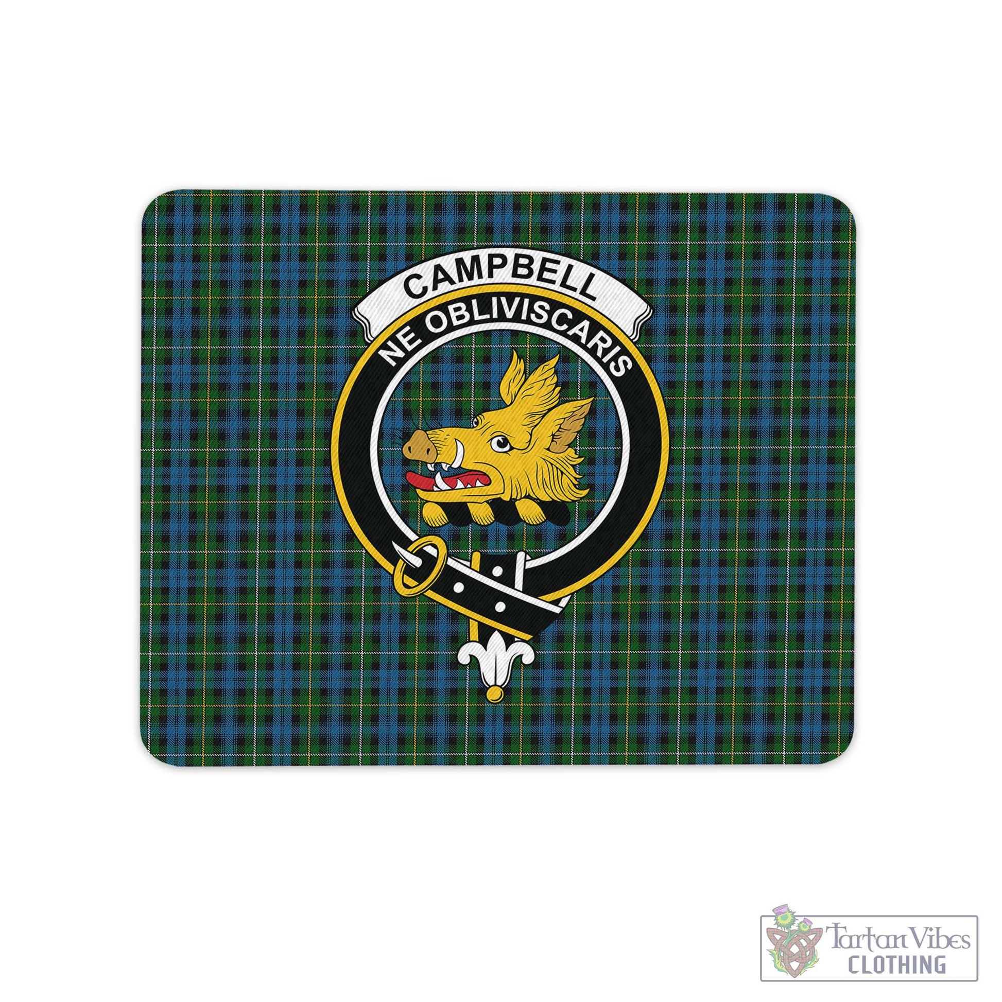 Tartan Vibes Clothing Campbell of Argyll #02 Tartan Mouse Pad with Family Crest