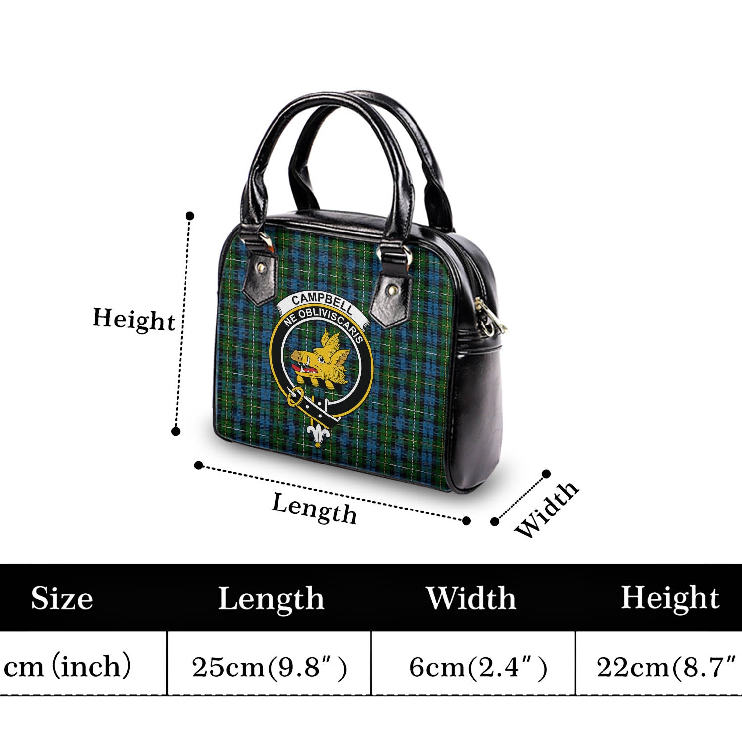 Campbell of Argyll #02 Tartan Shoulder Handbags with Family Crest - Tartanvibesclothing Shop