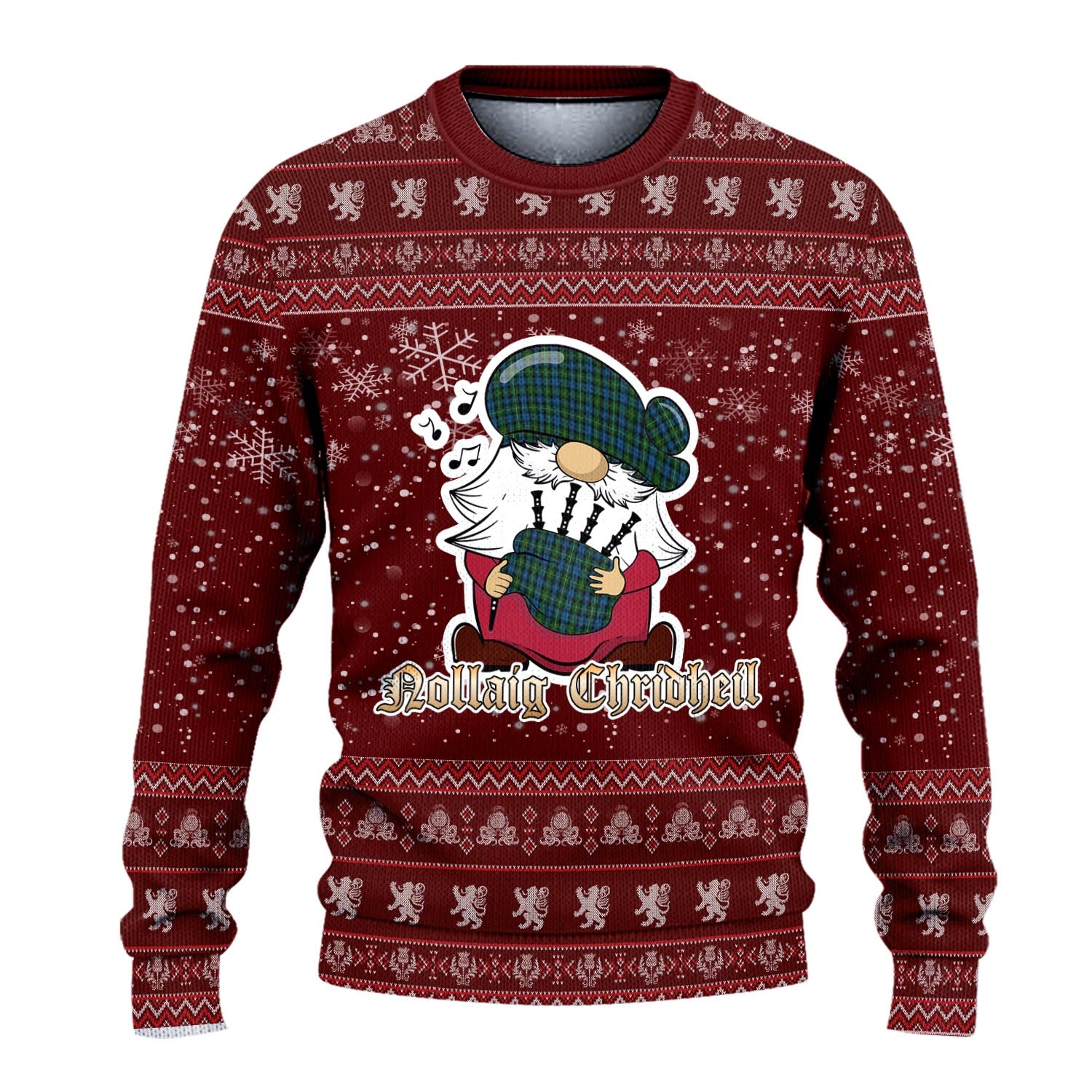 Campbell of Argyll #02 Clan Christmas Family Knitted Sweater with Funny Gnome Playing Bagpipes - Tartanvibesclothing Shop