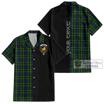 Campbell of Breadalbane Tartan Short Sleeve Button Shirt with Family Crest and Half Of Me Style