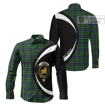 Campbell of Breadalbane Tartan Long Sleeve Button Up with Family Crest Circle Style