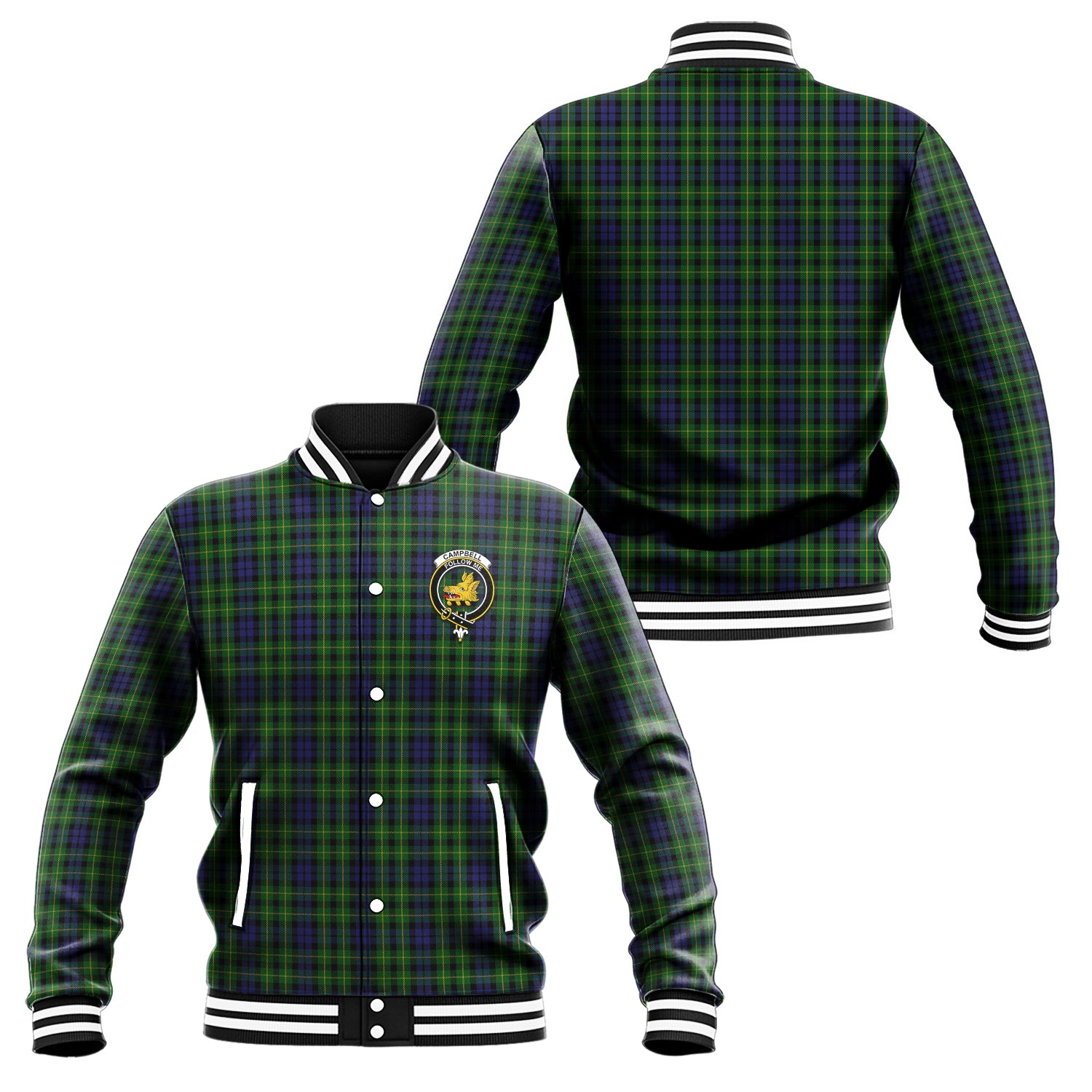 Campbell of Breadalbane Tartan Baseball Jacket with Family Crest Unisex - Tartan Vibes Clothing