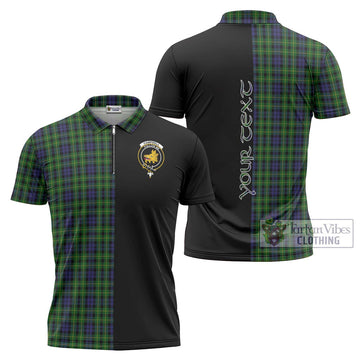 Campbell of Breadalbane Tartan Zipper Polo Shirt with Family Crest and Half Of Me Style