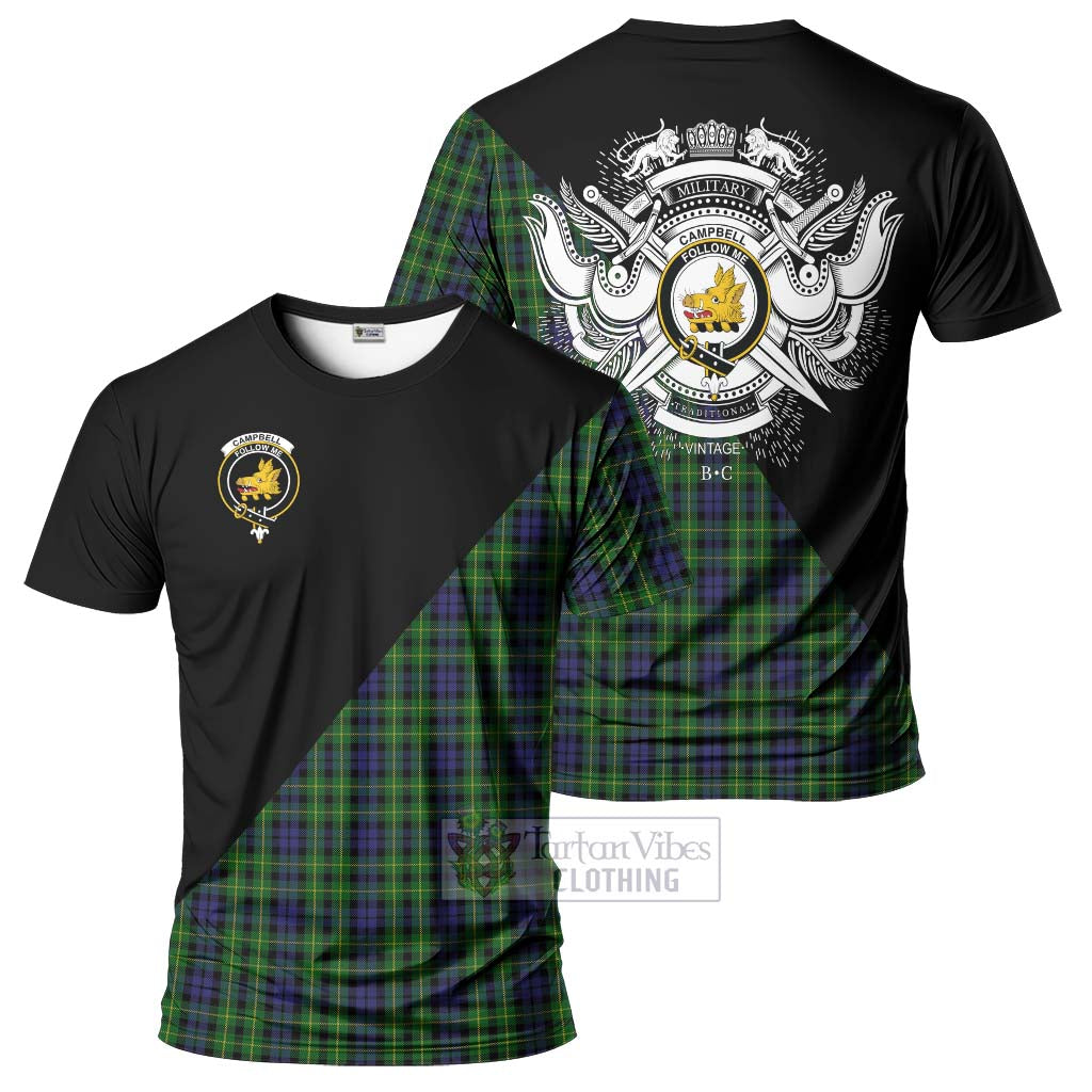 Tartan Vibes Clothing Campbell of Breadalbane Tartan T-Shirt with Family Crest and Military Logo Style