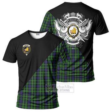 Campbell of Breadalbane Tartan T-Shirt with Family Crest and Military Logo Style