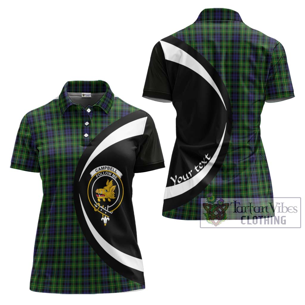 Tartan Vibes Clothing Campbell of Breadalbane Tartan Women's Polo Shirt with Family Crest Circle Style