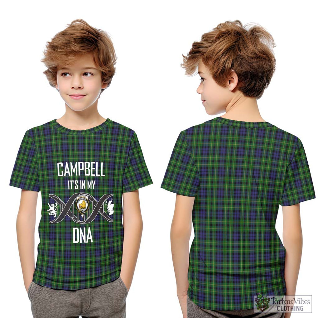 Campbell of Breadalbane Tartan Kid T-Shirt with Family Crest DNA In Me Style Youth XL Size14 - Tartanvibesclothing Shop