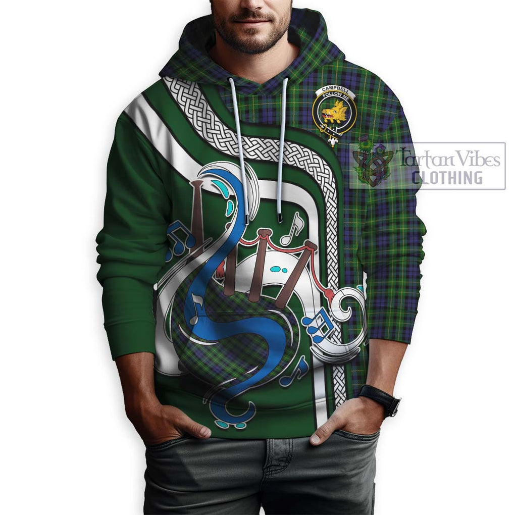 Campbell of Breadalbane Tartan Hoodie with Epic Bagpipe Style Zip Hoodie - Tartanvibesclothing Shop