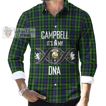 Campbell of Breadalbane Tartan Long Sleeve Button Shirt with Family Crest DNA In Me Style