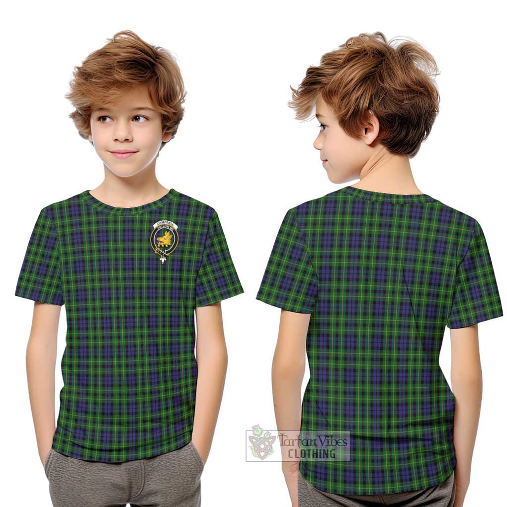 Campbell of Breadalbane Tartan Kid T-Shirt with Family Crest Youth XL Size14 - Tartanvibesclothing Shop