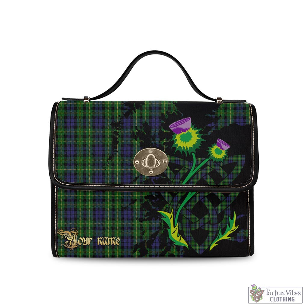 Tartan Vibes Clothing Campbell of Breadalbane Tartan Waterproof Canvas Bag with Scotland Map and Thistle Celtic Accents