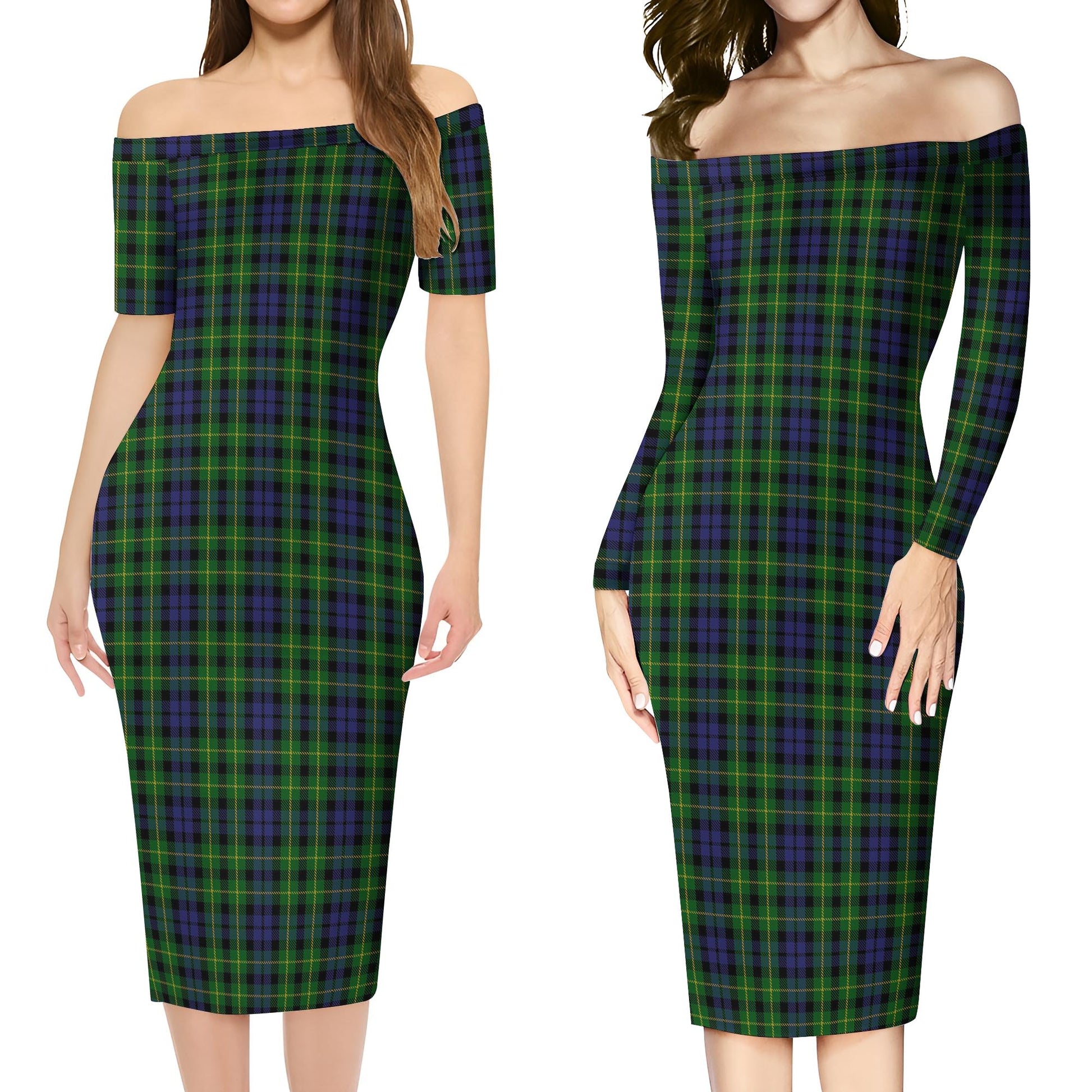 Campbell of Breadalbane Tartan Off Shoulder Lady Dress Women's Dress - Tartanvibesclothing