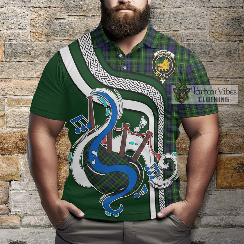 Tartan Vibes Clothing Campbell of Breadalbane Tartan Polo Shirt with Epic Bagpipe Style