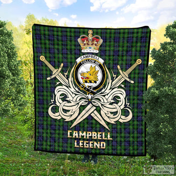 Campbell of Breadalbane Tartan Quilt with Clan Crest and the Golden Sword of Courageous Legacy