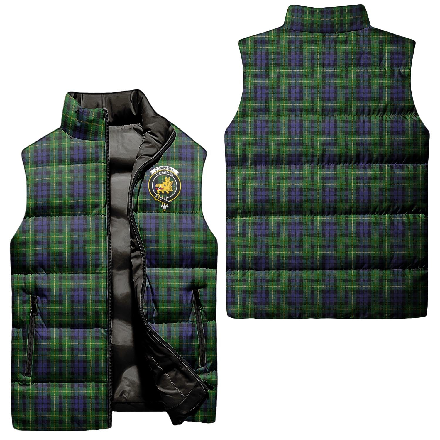 Campbell of Breadalbane Tartan Sleeveless Puffer Jacket with Family Crest Unisex - Tartanvibesclothing