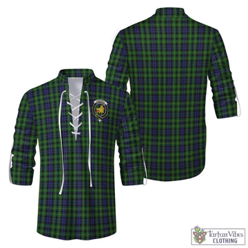 Campbell of Breadalbane Tartan Men's Scottish Traditional Jacobite Ghillie Kilt Shirt with Family Crest